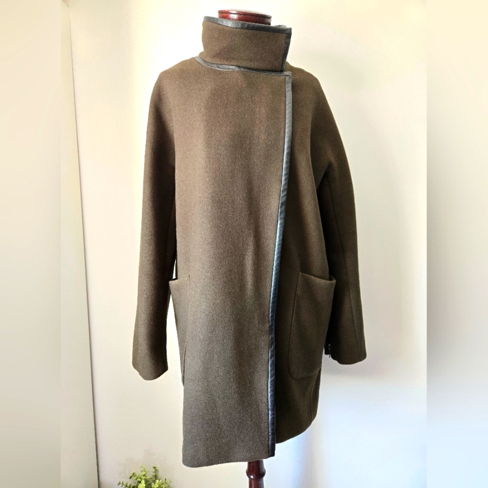 MADEWELL City Grid Olive Green Wool Blend Cocoon Jacket. Size 10